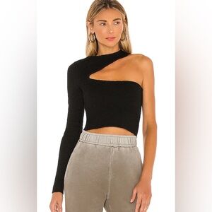 NBD never worn one shoulder crop black sweater